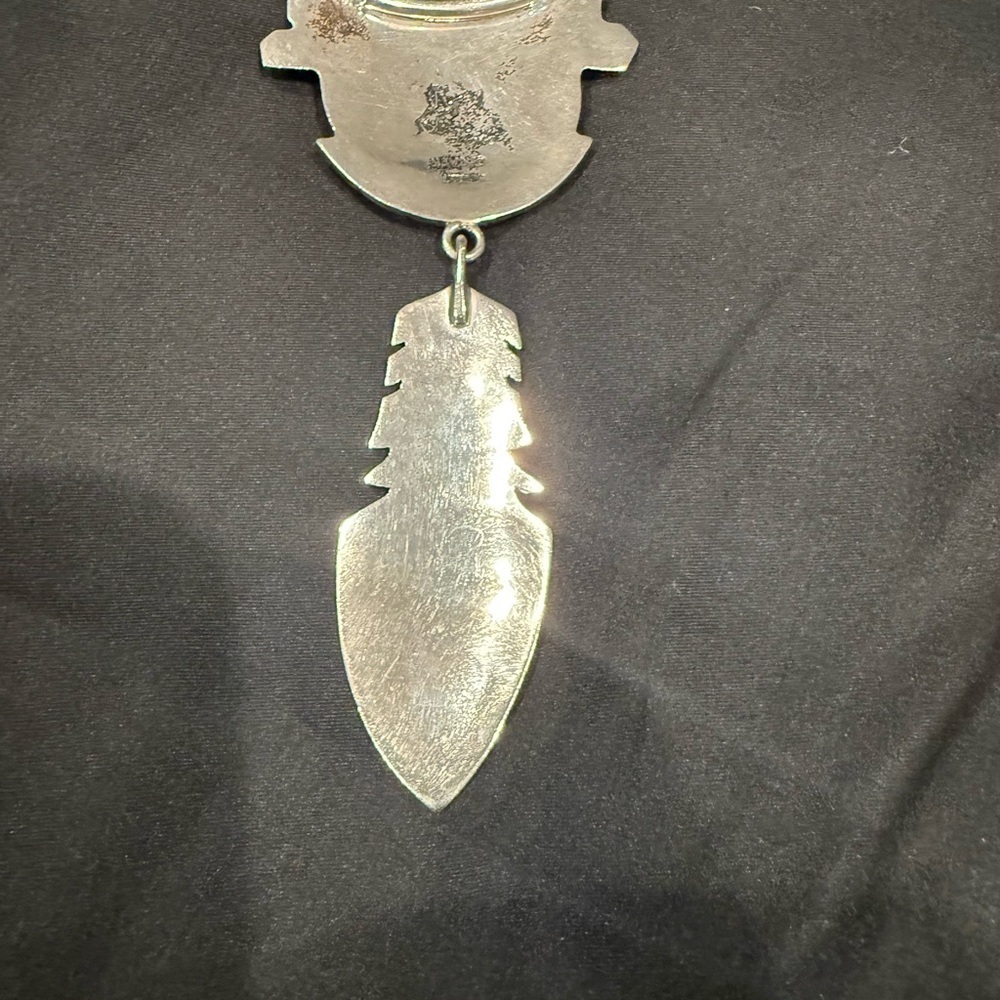 Vintage Sterling Silver Frank YellowHorse Pendant Beaded Chain Navajo Inlay - Picture 10 of 12